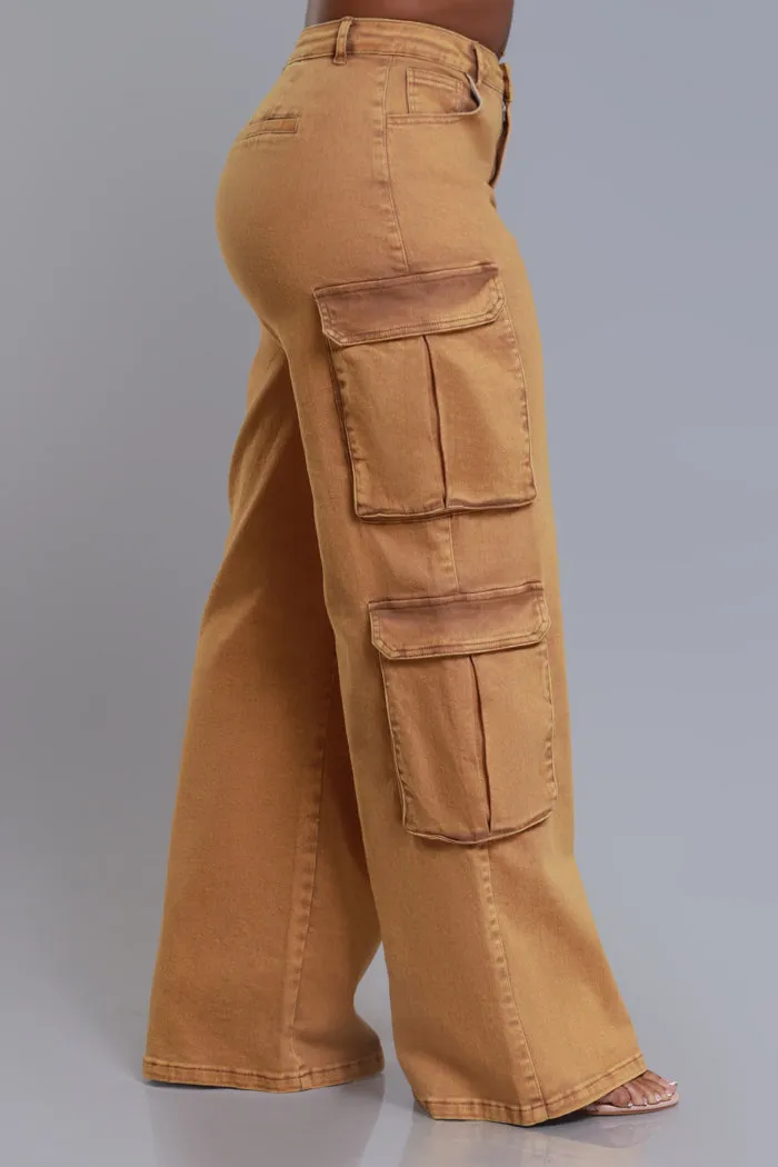 See Your Way High Rise Cargo Pants - Camel