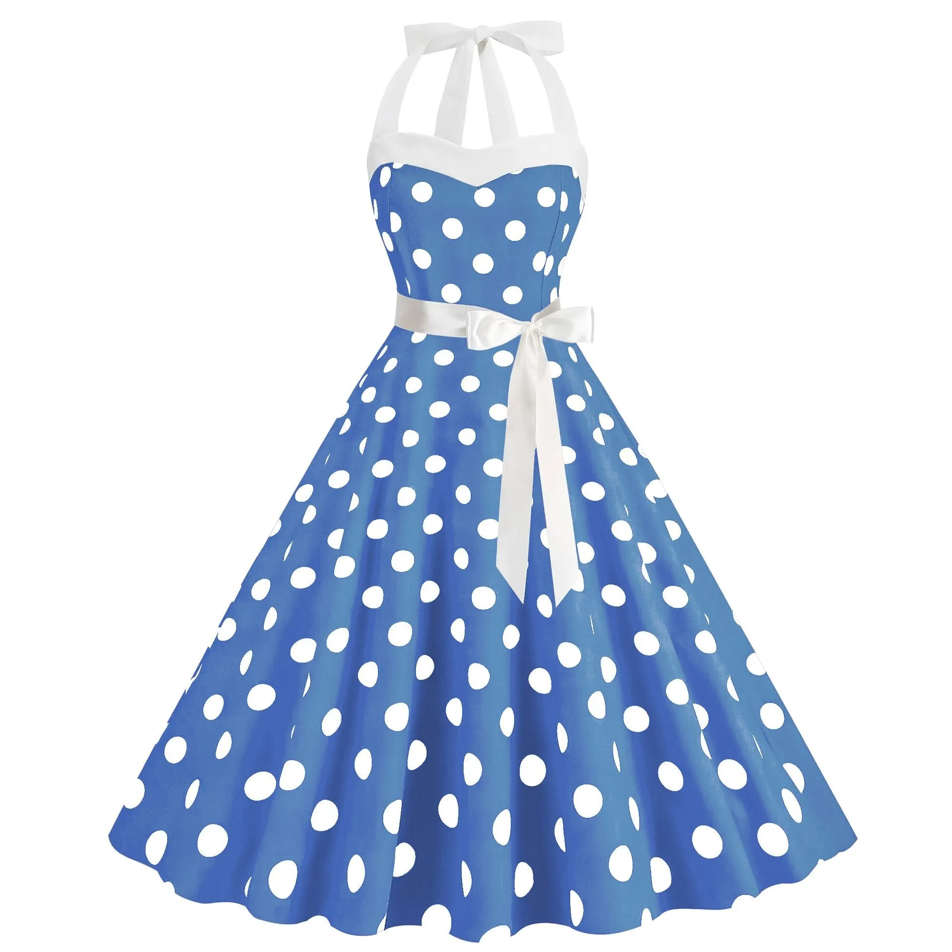 Women Vintage 1950s 1980s Retro Dress Pink Swing Rockabilly A-line Midi Prom Dress